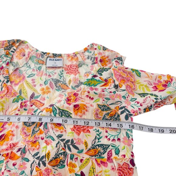 Old Navy Womens XS Floral Print Blouse V-Neck Long Sleeve 100% Rayon Lightweight - Picture 5 of 10